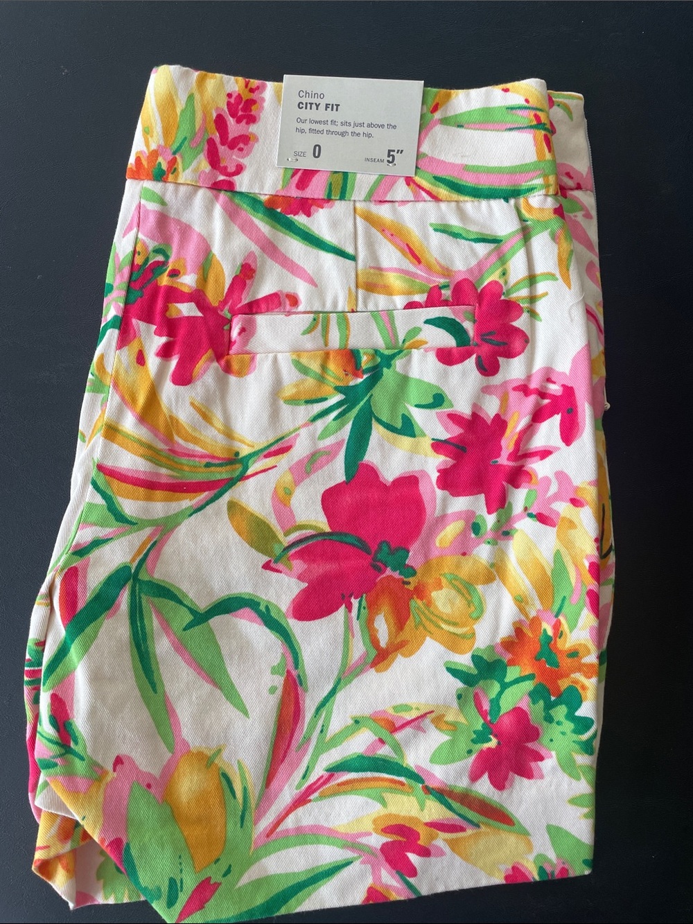 J. Crew White Floral City Fit Chino Shorts with Pink & Green Accents
